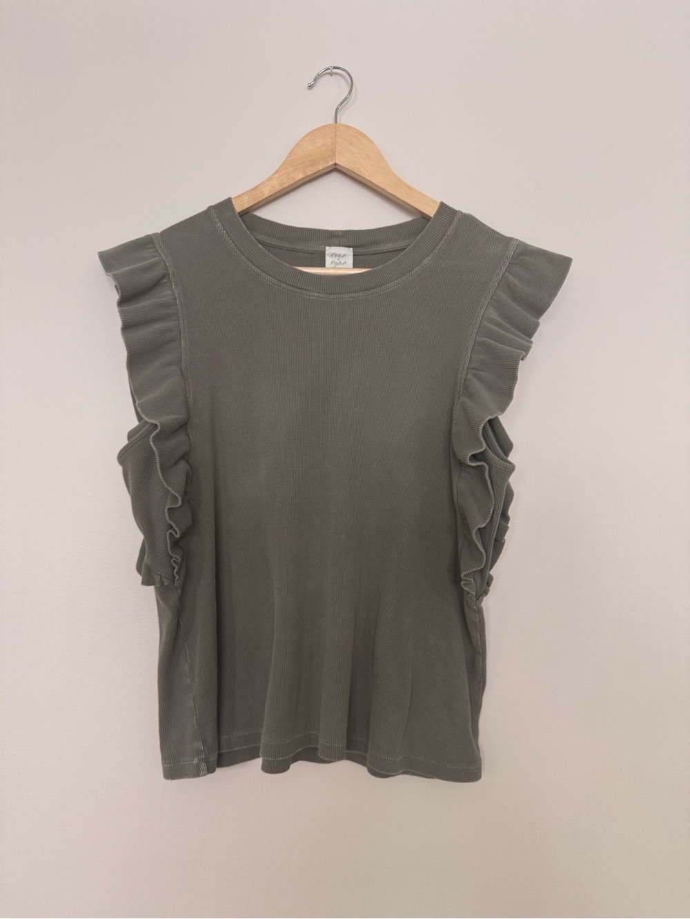 Roark Olive Ruffle Sleeve Tank